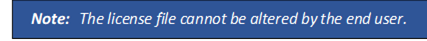 Note: 	The license file cannot be altered by the end user.