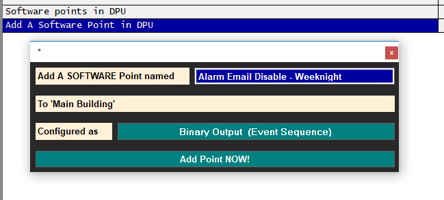 Alarm Email Schedule Point