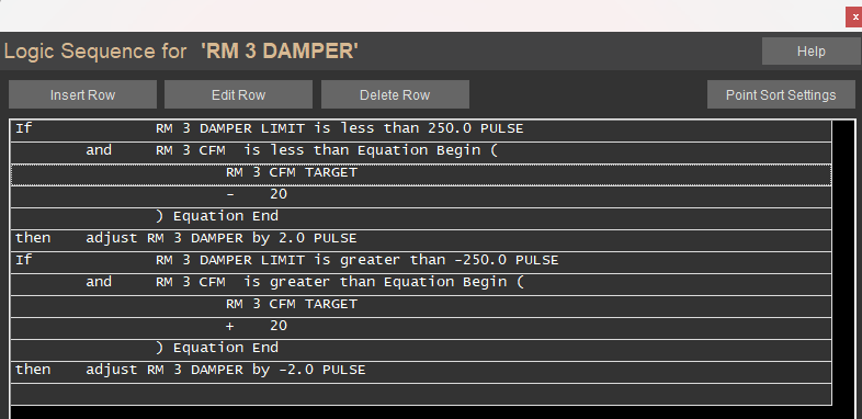 CBAS Logic Examples – Counting Binary States & Adjust vs. Command 3 CBAS logic using Adjust to pulse a floating damper actuator toward a CFM target