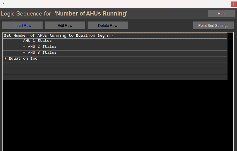 CBAS Logic Examples – Counting Binary States & Adjust vs. Command 1 CBAS logic sequence adding AHU status points to count the number of AHUs running